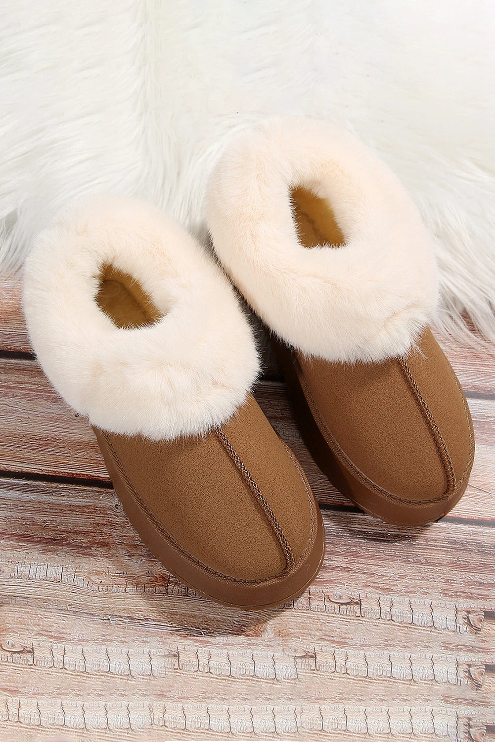 Contrast Print Suede Plush Lined Snow Boots