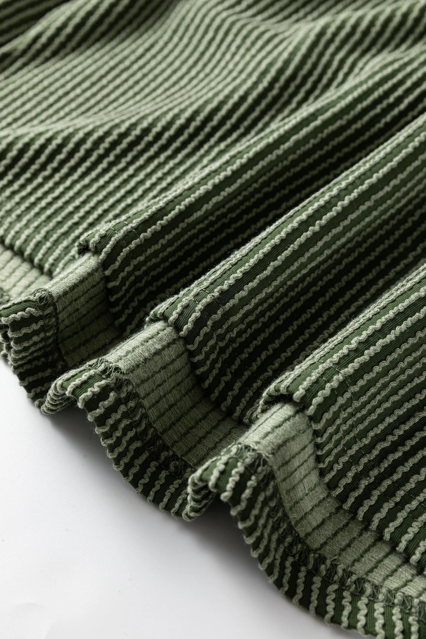 Vineyard Green Twisted Ribbed Leopard Lace Contrast Patchwork Long Sleeve Top