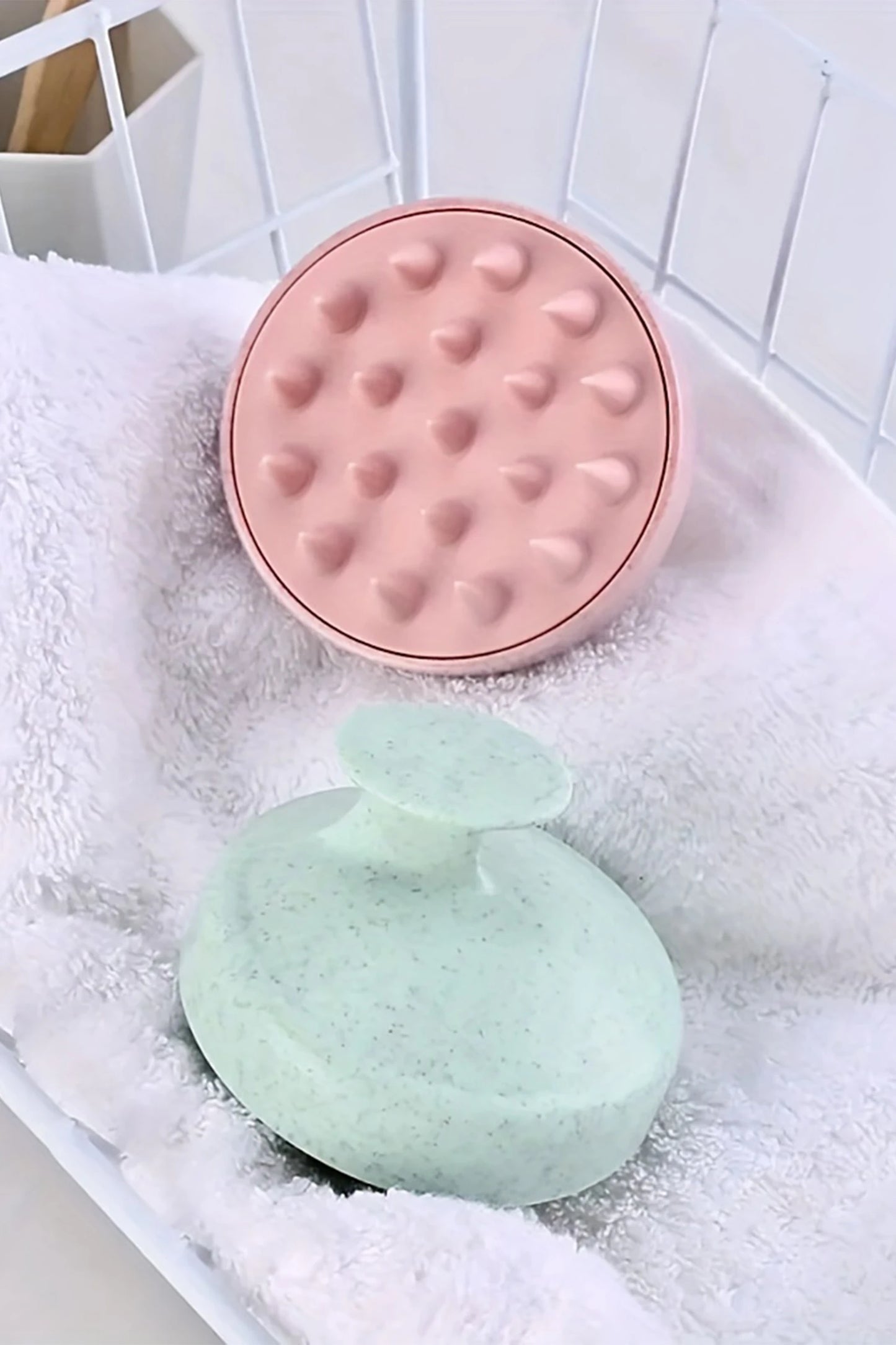 Gossamer Pink Wheat Straw Silicone Scalp Scrubber Shampoo Brush