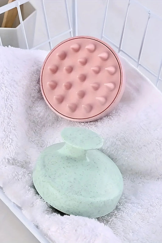 Gossamer Pink Wheat Straw Silicone Scalp Scrubber Shampoo Brush