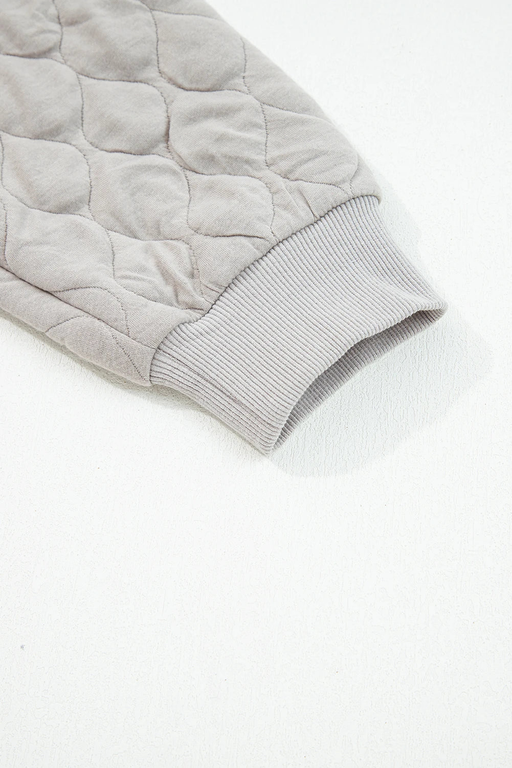 Gray Quilted Quarter Zip Plus Size Hoodie