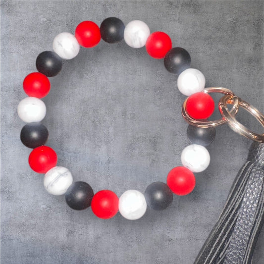 Red/Black/MarbleTassle Wristlet