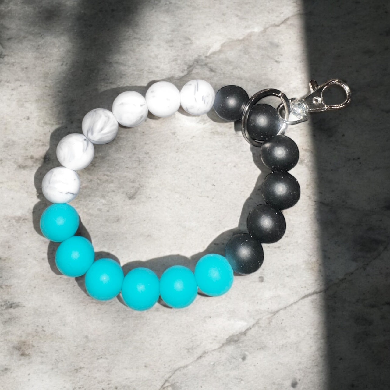 Teal/Black/Marble Wristlet