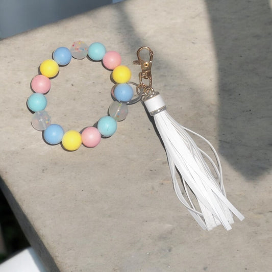 Blue/Yellow/Pink/Green/Pok-a-dot Tassle Wristlet