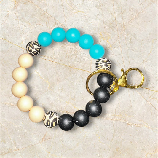 Teal/Tan/Black/Cheetah Wristlet