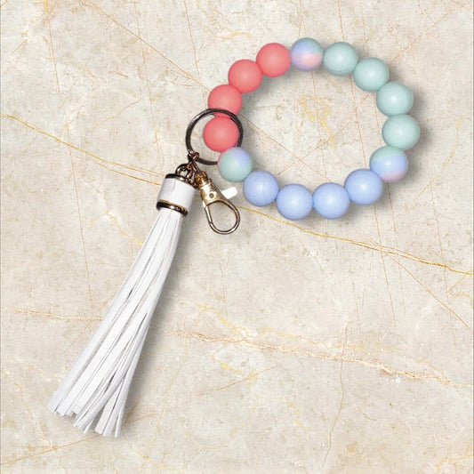 Colorful Marble Tassle Wristlet